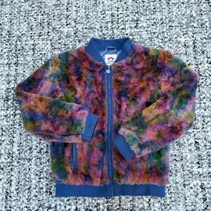 Appaman Nikki Faux Fur Bomber Jacket Girls 14 NWT Multicolor Rainbow Coat $105